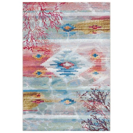 Safavieh 4 x 6 ft. Barbados Outdoor Rectangle Power Loomed Rug Light Blue & Pink BAR554M-4